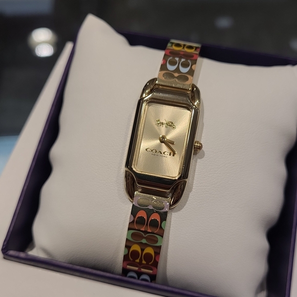 Coach Gold Watch with Multicolor Strap - Picture 1 of 6
